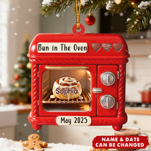 Custom Bun In Oven Christmas Ornament, Bump's First Christmas Ornament, New Mom Gift