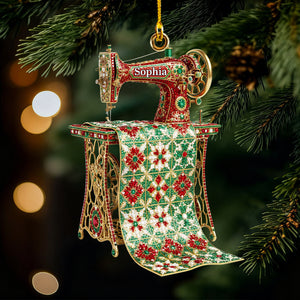 Personalized Name Sewing Machine Ornament, XMas Gift for Sewing Lovers