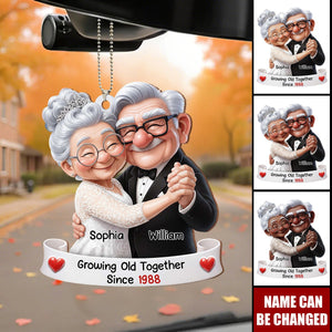 Growing Old Together, Elderly Couple With Heart, Custom Wood Ornament