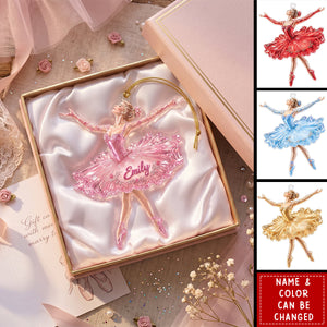 Personalized Ballerina Acrylic Ornament, Custom Name Ballet Christmas Ornament, Gift for Her