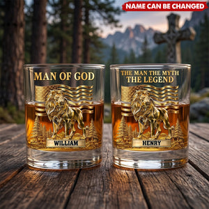 Custom Name Lion Man of God Whiskey for Men