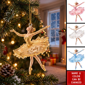 Personalized Ballerina Acrylic Ornament, Custom Name Ballet Christmas Ornament, Gift for Her