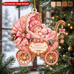 Baby's First Christmas Ornament – Personalized Stroller-Shaped Acrylic Keepsake
