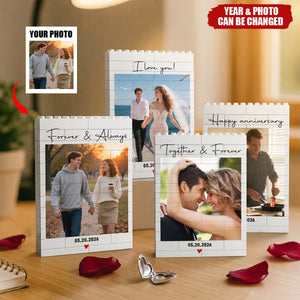 Forever & Always Custom Photo Anniversary Gift For Her, Him - Personalized Building Blocks