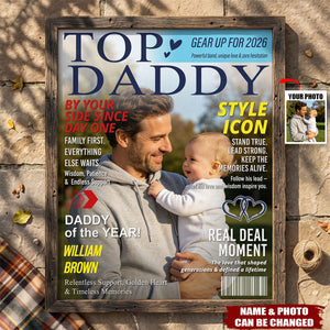 Personalized Daddy Magazine Cover, Gift For Daddy, Custom Daddy Photo Canvas