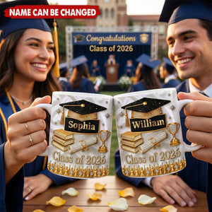 Custom 3D Inflated Effect Printed Mug - Personalized Graduation Gifts For Him, Her