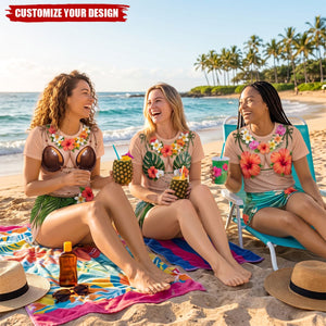 Besties Hawaiian Outfit Bikini Summer Vacation - Personalized All-Over-Print T-Shirt