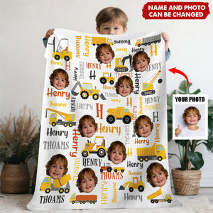 Custom Kid Face Construction - Personalized Baby Photo Blanket