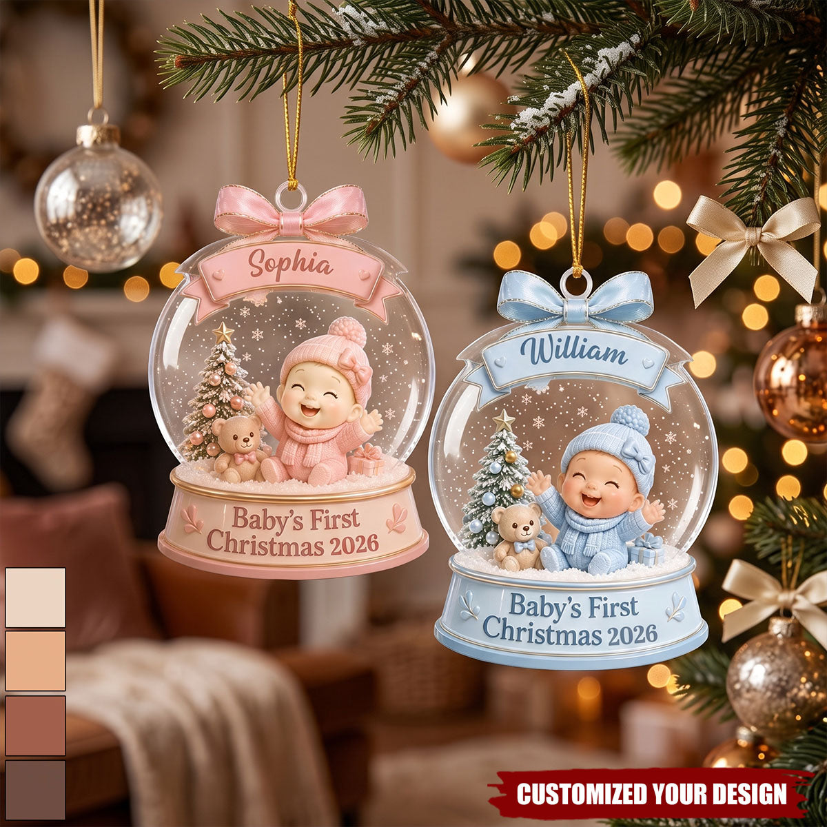 Personalized Acrylic Ornament To Commemorate Baby's First Christmas, Crystal Ball Pendants