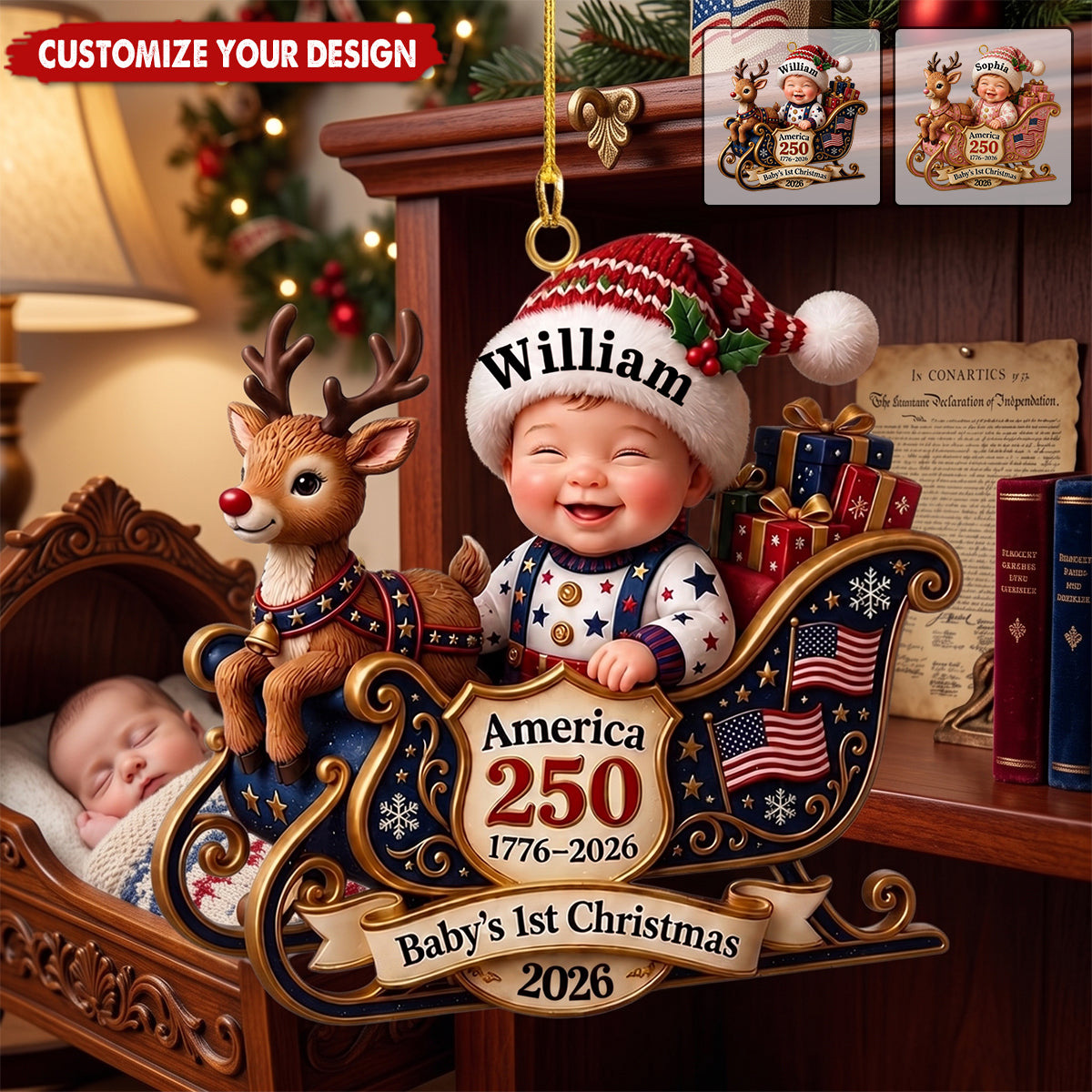 Baby's First Christmas Ornament – U.S. Semiquincentennial (250th Anniversary) 2026