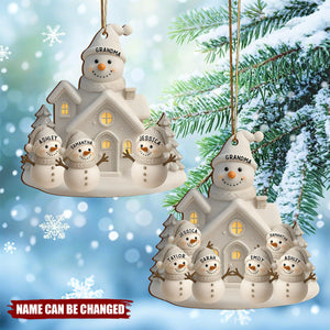 Celebrate Warmth And Joy With Snowman Family - Personalized Wooden Ornament