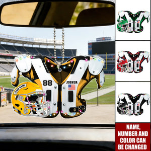 American Football Shoulder Pads and Helmet - Personalized Car Ornament