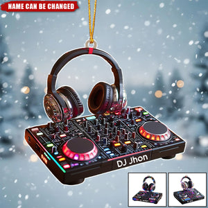 Personalized DJ Ornament, Mixer Deck Headphones Holiday,Custom Name