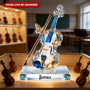 Violin Music Crystal Effect - Personalized Acrylic Block Plaque - Unique Gift For Violinist