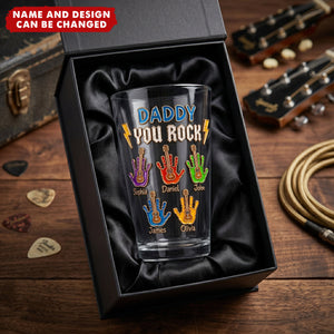 Daddy You Rock - Personalized Beer Glass, Gift For Dad
