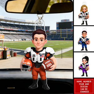 3D Effect Proud American Football Player - Personalized Car Ornament