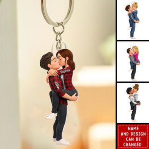 Kissing Couple - Personalized Keychain, Gift for Couple