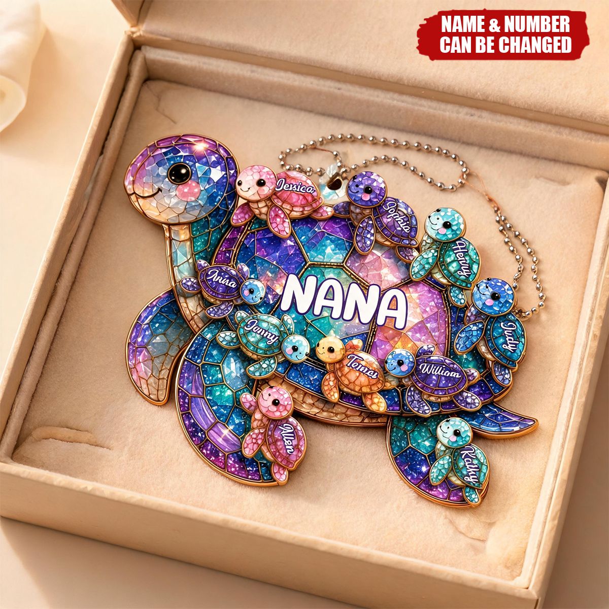 Happy Together Forever Mama Turtle Family - Personalized Acrylic Car Ornament