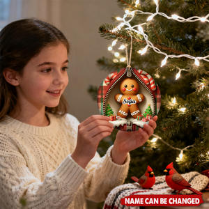 Funny Gingerbread Man Personalized Ceramic Christmas Ornament