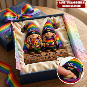 Growing Old Together Since – Personalized Wooden Block, Unique 2D Layered Home Decor