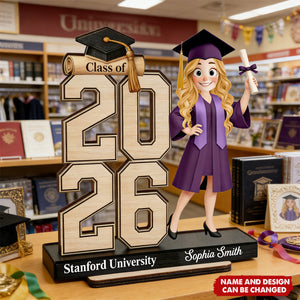 Graduation Cute Cartoon - Personalized Wooden Plaque