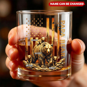 Papa Bear - Personalized Custom Whiskey Glass, Gift For Dad