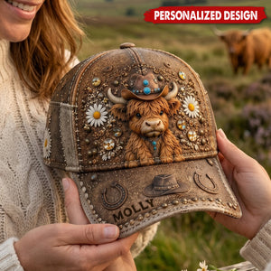 Love Cute Highland Cow - Custom Name Personalized Highland Cow Classic Cap