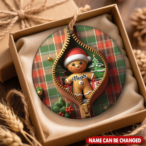 Funny Gingerbread Man Personalized Ceramic Christmas Ornament