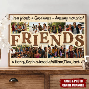 Personalized "Friends" Photo Collage with Wooden Frame Poster