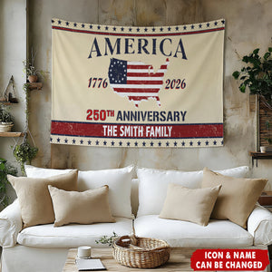Personalized Family Name America 250th Anniversary Banner House Flag
