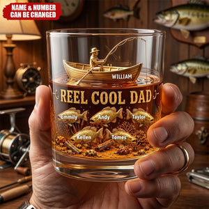 Fishing Cool Dad Whiakey Glass Personalized Gifts For Dad