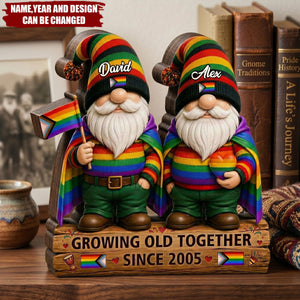Growing Old Together Since – Personalized Wooden Block, Unique 2D Layered Home Decor