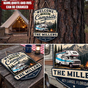 Welcome To Our Campsite - Personalized Wood Sign