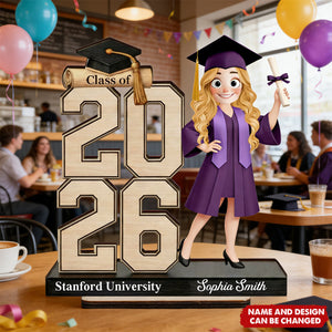 Graduation Cute Cartoon - Personalized Wooden Plaque