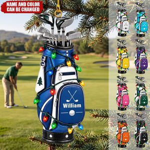 Custom Name Golf Backpacks Ornament, Personalized Christmas Tree Hanging Decor