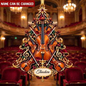 Personalized Violin Christmas Ornament, Custom-named Fiddle Tree Keepsake