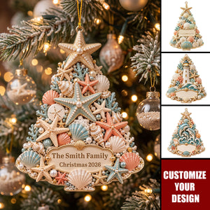 Personalized Coastal Christmas Tree Ornament