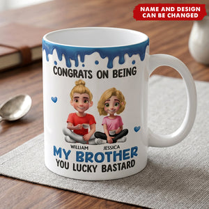 Congrats On Being My Brother Sister - Personalized White Edge-to-Edge Mug