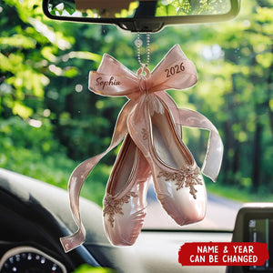 Pink Pointe Shoe Ballet Shoes Acrylic Car Hanging Ornament
