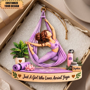 Personalized Aerial Yoga Ornament – Custom-Named Christmas Tree Decoration