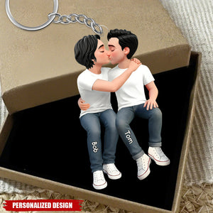 Romantic Hugs And Kisses For Couples - Personalized Keychains