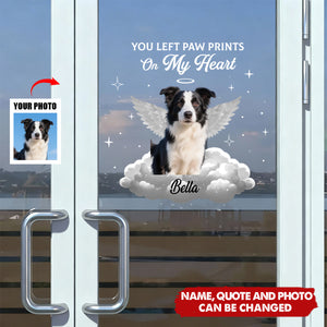 You Let Paw Prints on My Heart - Personalized Pet Memorial Photo Car Window Decal Sticker