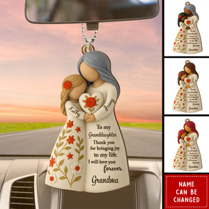 To My Granddaughter, Thank You For Bringing Joy, Personalized Wood Car Ornament
