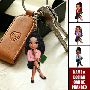 Teach Love Changes Life - Personalized Acrylic Keychain - African American Teacher Appreciation Gift