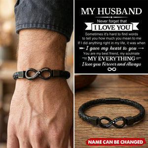 Locked In Forever - Personalized Leather Bracelet, Gifts For Husband And Wife