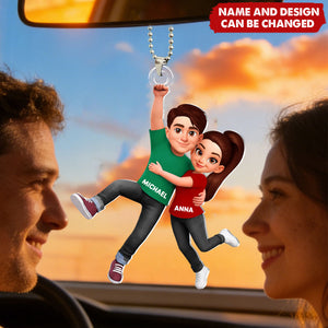 Flying Couple - Personalized Car Hanger, Gift for Couple, for Him, for Her