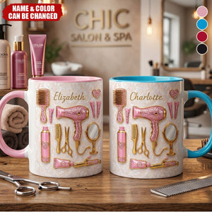 Hair Stylist Essentials, Personalized Custom Accent Mug, Gift For Hairdressers