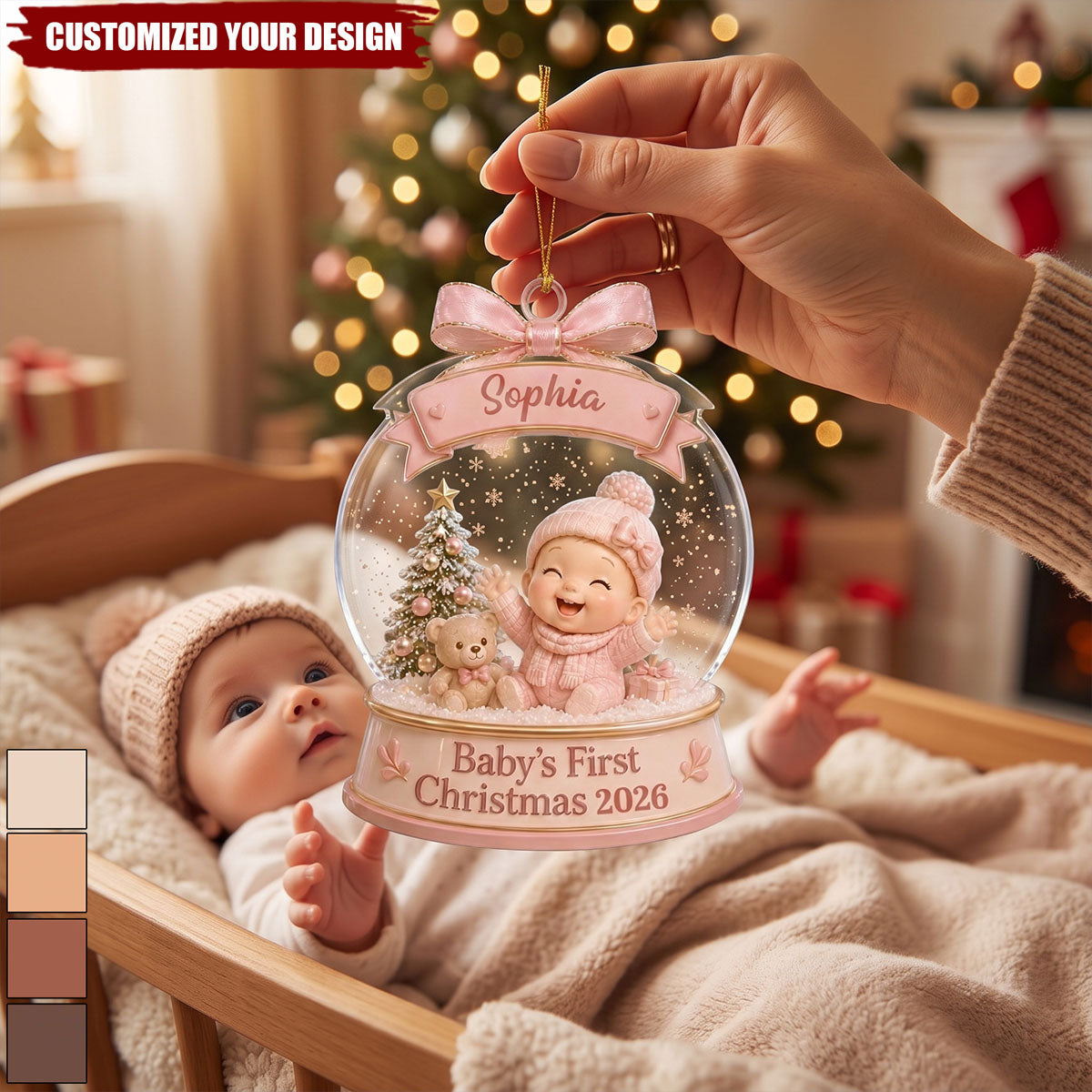 Personalized Acrylic Ornament To Commemorate Baby's First Christmas, Crystal Ball Pendants