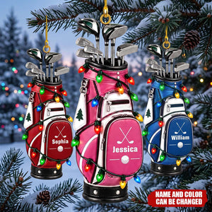Custom Name Golf Backpacks Ornament, Personalized Christmas Tree Hanging Decor