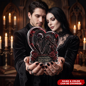 Custom Gothic Skeleton Acrylic Plaque - Personalized Halloween Decor, Anniversary Wedding Gift